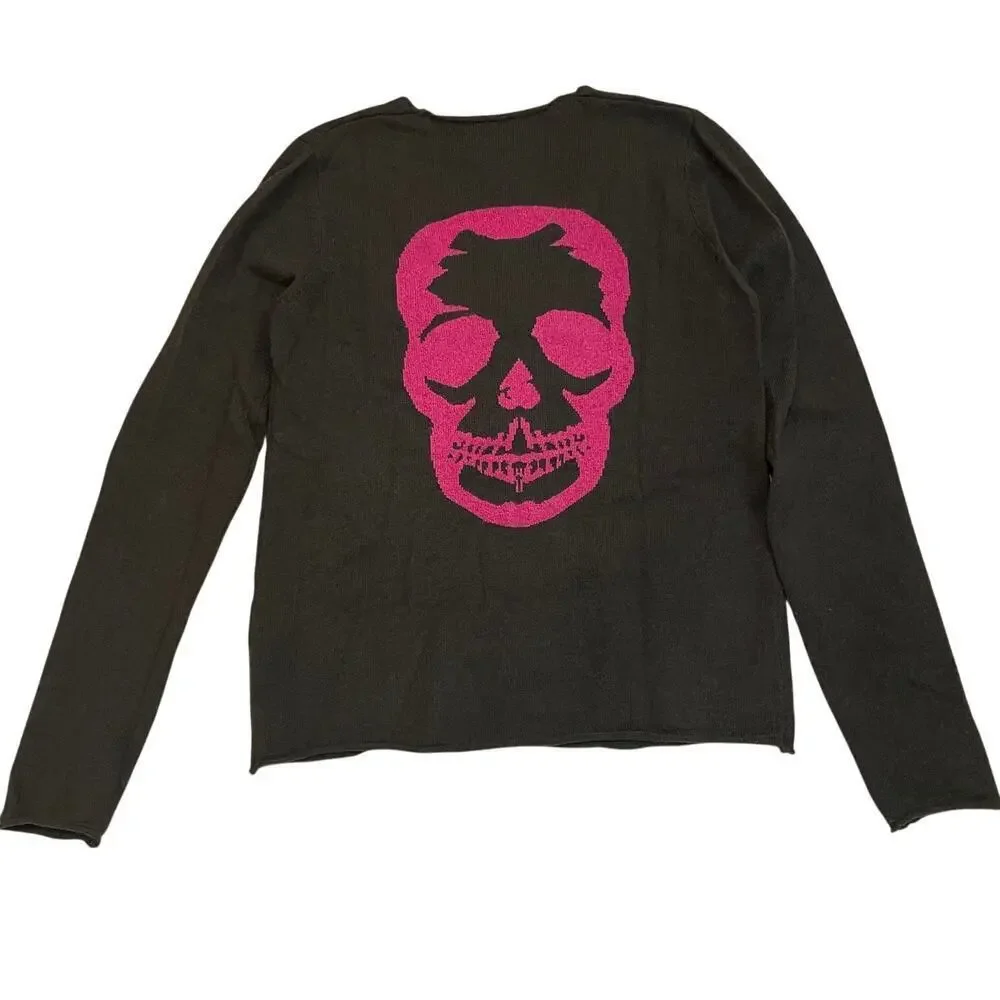 Rare Zadig & Voltaire Cashmere Skull Sweater | Pink Back Graphic, 100% Cashmere